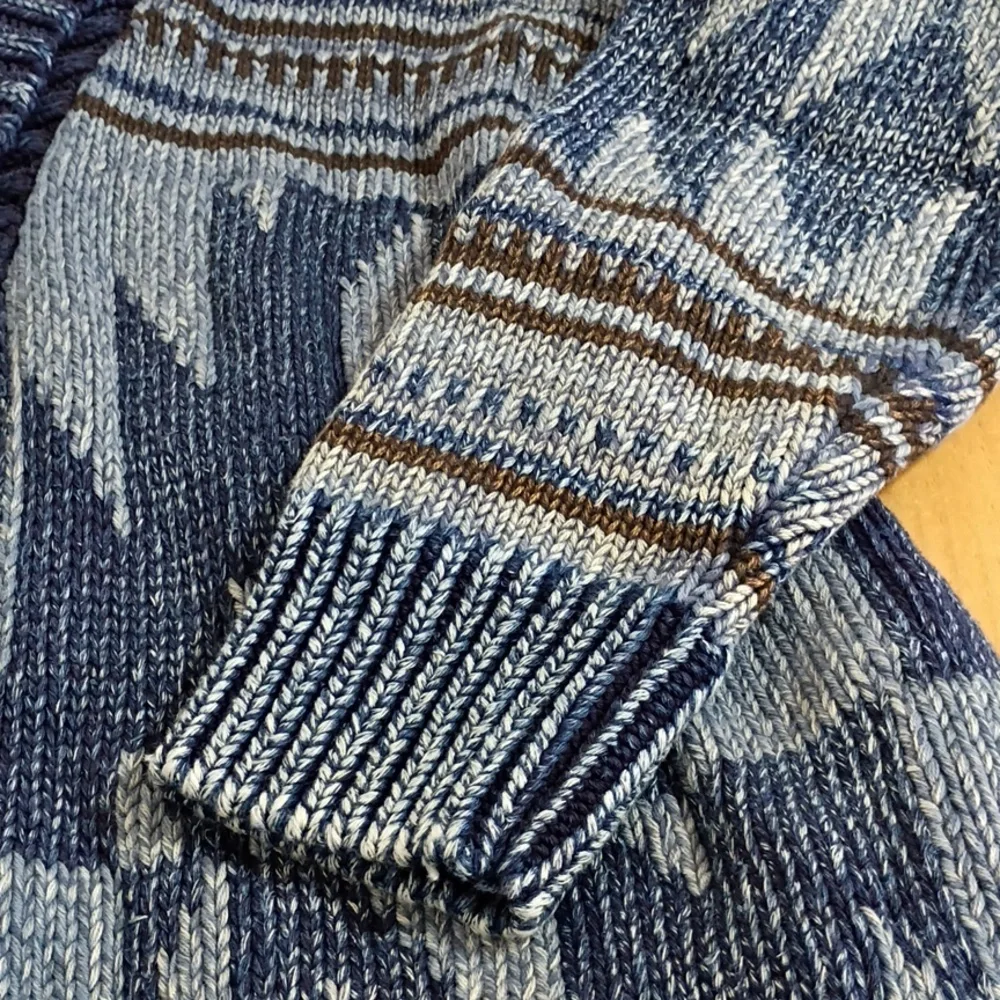 Lucky Brand Blue Heavy Knit Nordic Belted Cardigan Sweater Jacket Size M NWT - Picture 11 of 11